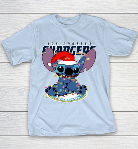 Los Angeles Chargers NFL Football noel stitch Christmas Youth T-Shirt 4