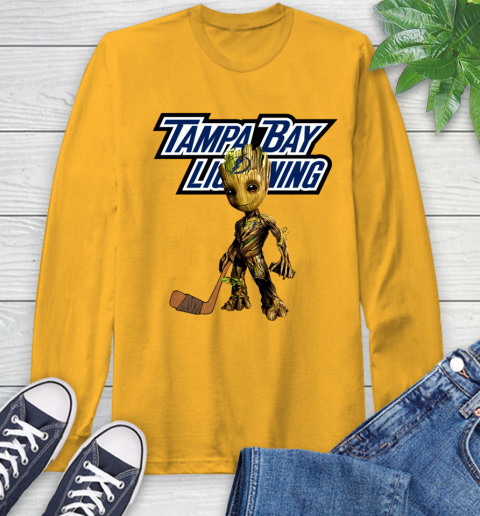 Tampa Bay Lightning NHL Hockey Groot Marvel Guardians Of The Galaxy Long Sleeve T-Shirt 3