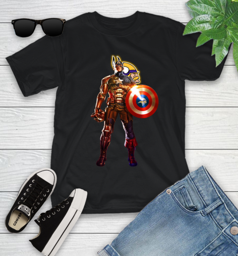 NFL Captain America Marvel Avengers Endgame Football Sports Minnesota Vikings Youth T-Shirt 2