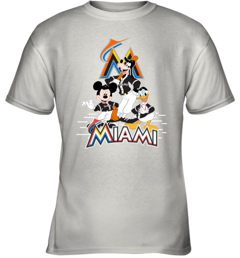 Miami Marlins Mickey Donald And Goofy Baseball Youth T-Shirt