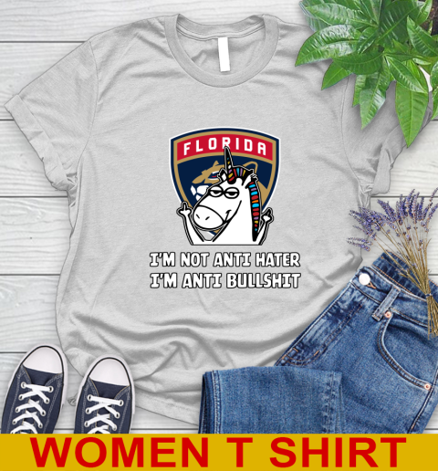 Florida Panthers NHL Hockey Unicorn I'm Not Anti Hater I'm Anti Bullshit Women's T-Shirt