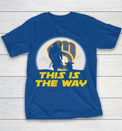 Milwaukee Brewers MLB Baseball Star Wars Yoda And Mandalorian This Is The Way Youth T-Shirt 6