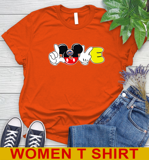 New York Mets MLB Baseball Love Mickey Disney Sports Women's T-Shirt 4