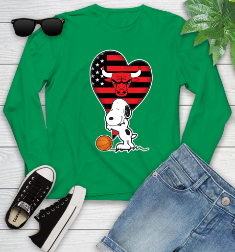 Chicago Bulls NBA Basketball The Peanuts Movie Adorable Snoopy Youth Long Sleeve 6