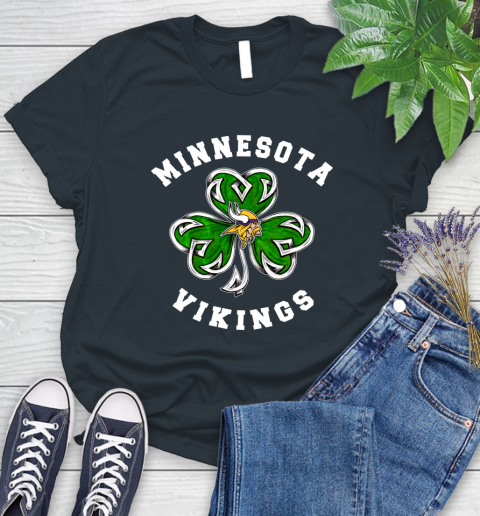 NFL Minnesota Vikings Three Leaf Clover St Patrick's Day Football Sports Women's T-Shirt 8