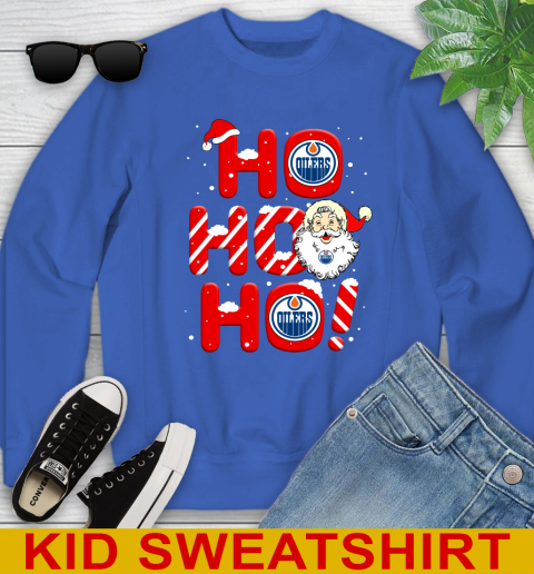 Edmonton Oilers NHL Hockey Ho Ho Ho Santa Claus Merry Christmas Shirt Youth Sweatshirt 6