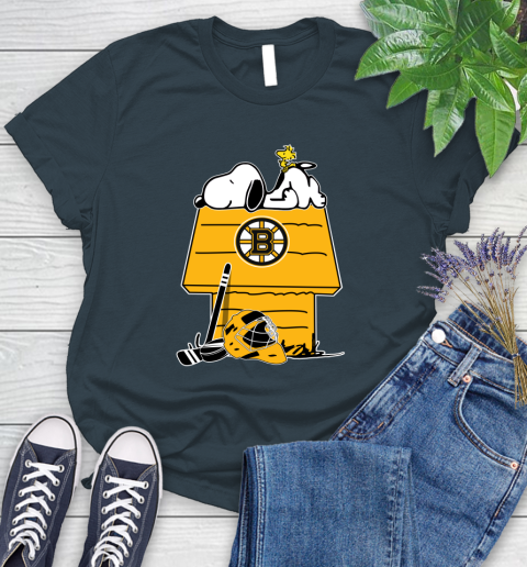 Boston Bruins NHL Hockey Snoopy Woodstock The Peanuts Movie Women's T-Shirt 8