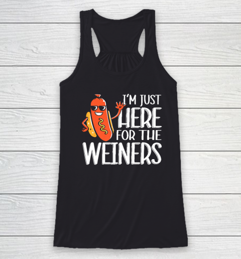 Funny Hot Dog I'm Just Here For The Wieners Sausage Racerback Tank