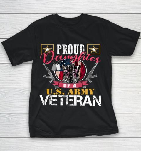 Veteran Shirt Vintage Proud Daughter Of A U S Army Veteran Gift Mom Dad Youth T-Shirt
