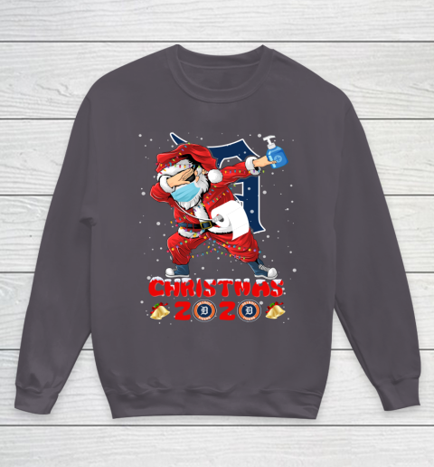 Detroit Tigers Funny Santa Claus Dabbing Christmas 2020 MLB Youth Sweatshirt 5