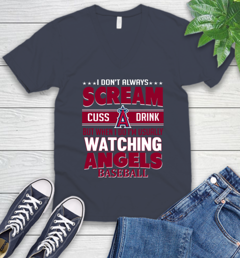 Los Angeles Angels MLB I Scream Cuss Drink When I'm Watching My Team V-Neck T-Shirt 8