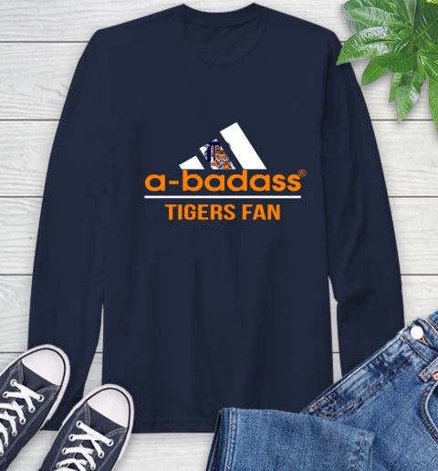 MLB A Badass Detroit Tigers Fan Adidas Baseball Sports Long Sleeve T-Shirt 3
