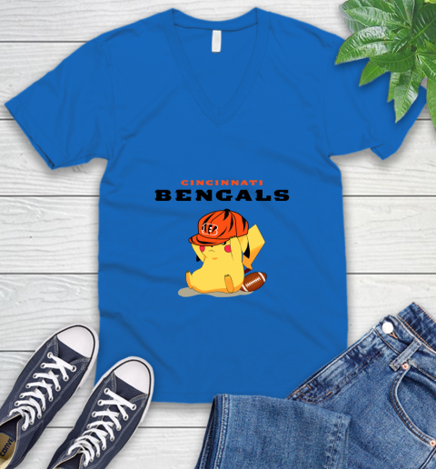 NFL Pikachu Football Sports Cincinnati Bengals V-Neck T-Shirt 6