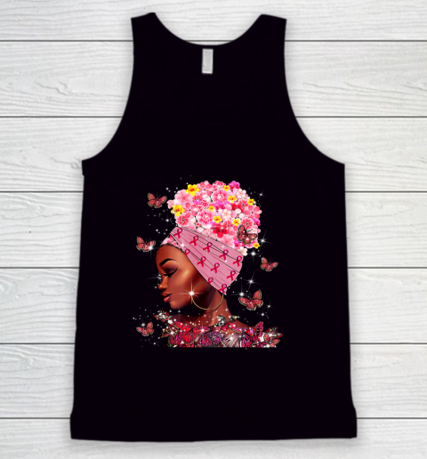 In October We Wear Pink Black Woman Breast Cancer Awareness Tank Top
