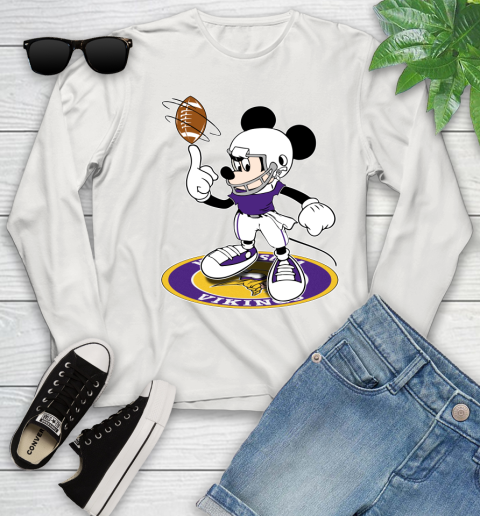 NFL Football Minnesota Vikings Cheerful Mickey Disney Shirt Youth Long Sleeve 12