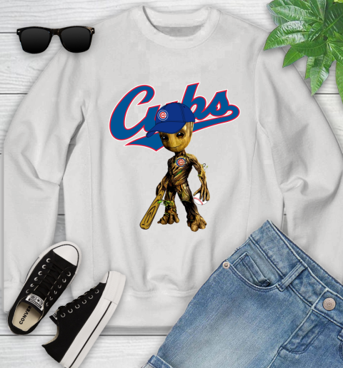 MLB Chicago Cubs Groot Guardians Of The Galaxy Baseball Youth Sweatshirt