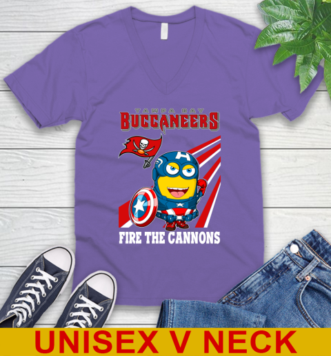 NFL Football Tampa Bay Buccaneers Captain America Marvel Avengers Minion Shirt V-Neck T-Shirt 8