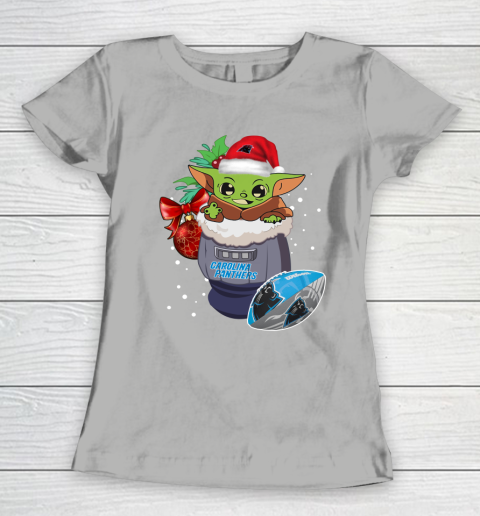 Carolina Panthers Christmas Baby Yoda Star Wars Funny Happy NFL Women's T-Shirt 11