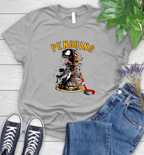 NHL Pittsburgh Penguins Hockey Venom Groot Guardians Of The Galaxy Women's T-Shirt 5