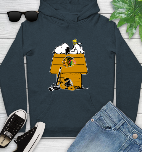 Chicago Blackhawks NHL Hockey Snoopy Woodstock The Peanuts Movie Youth Hoodie 8