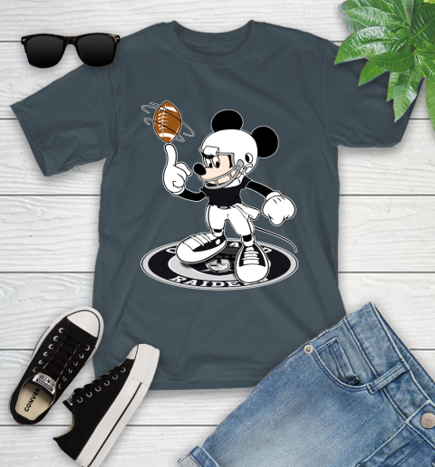 NFL Football Oakland Raiders Cheerful Mickey Disney Shirt Youth T-Shirt 8