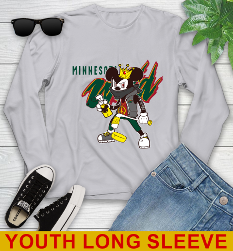 Minnesota Wild NHL Hockey Mickey Peace Sign Sports Youth Long Sleeve 6
