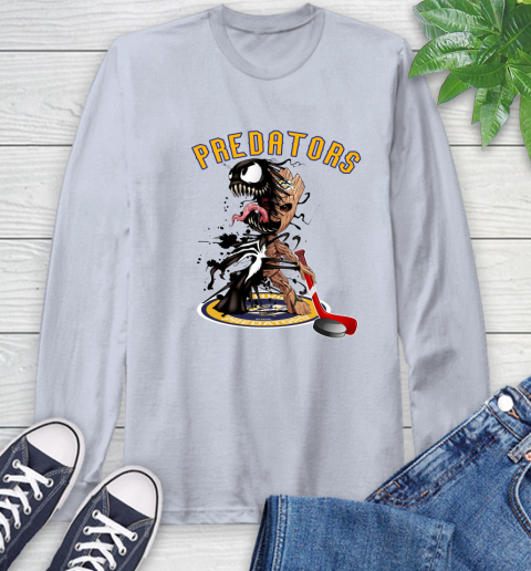 NHL Nashville Predators Hockey Venom Groot Guardians Of The Galaxy Long Sleeve T-Shirt 6
