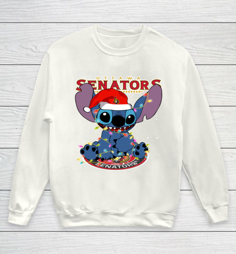 Ottawa Senators NHL Hockey noel stitch Christmas Youth Sweatshirt