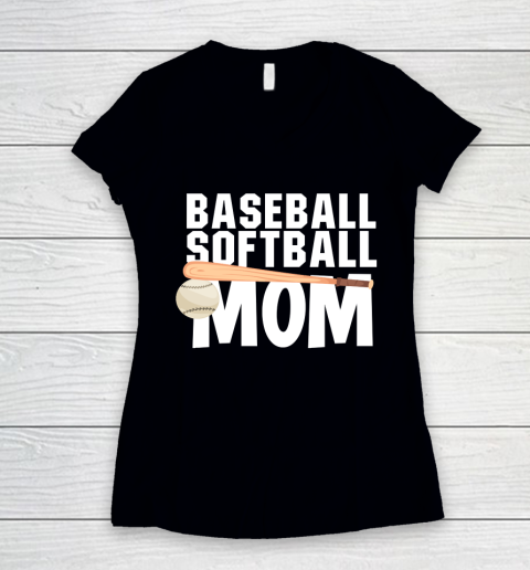 Mother's Day Funny Gift Ideas Apparel  Baseball Mom and Softball Mom T Shirt Women's V-Neck T-Shirt