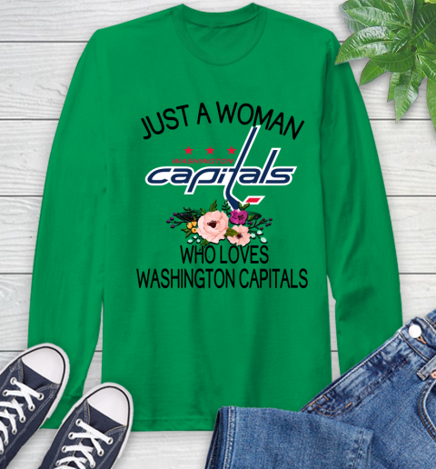 NHL Just A Woman Who Loves Washington Capitals Hockey Sports Long Sleeve T-Shirt 5