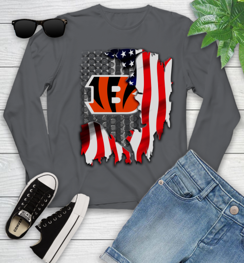Cincinnati Bengals NFL Football American Flag Youth Long Sleeve 9