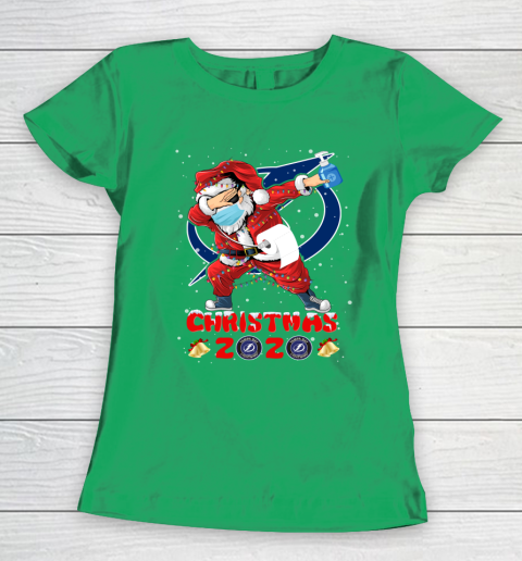 Tampa Bay Lightning Funny Santa Claus Dabbing Christmas 2020 NHL Women's T-Shirt 5