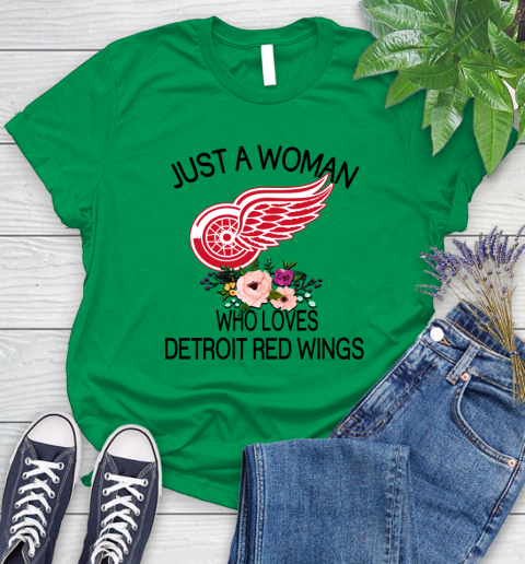 NHL Just A Woman Who Loves Detroit Red Wings Hockey Sports Women's T-Shirt 4