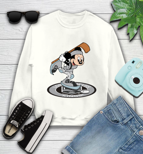 NHL Hockey Los Angeles Kings Cheerful Mickey Disney Shirt Youth Sweatshirt 2