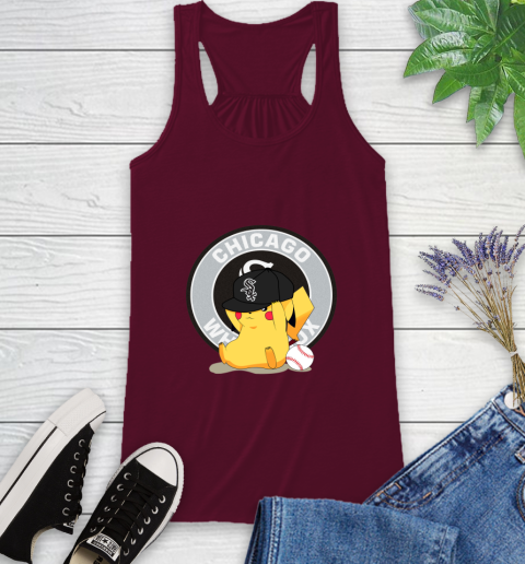 MLB Pikachu Baseball Sports Chicago White Sox Racerback Tank 3