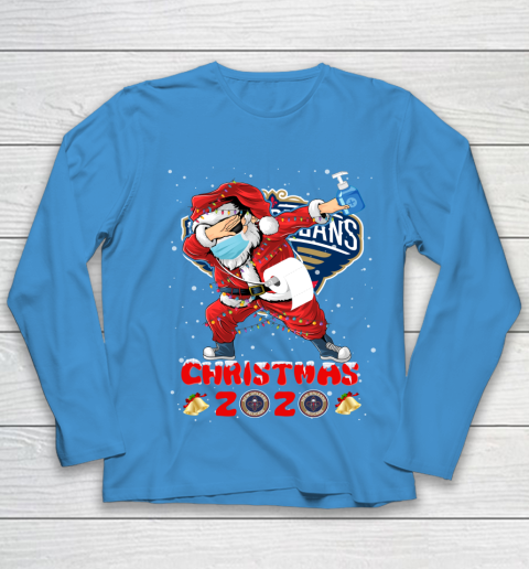 New Orleans Pelicans Funny Santa Claus Dabbing Christmas 2020 NBA Youth Long Sleeve 5
