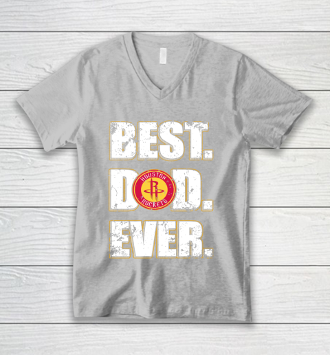 NBA Houston Rockets Basketball Best Dad Ever Family Shirt V-Neck T-Shirt 3