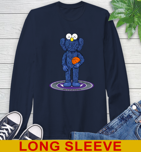 NBA Basketball Sacramento Kings Kaws Bff Blue Figure Shirt Long Sleeve T-Shirt 4