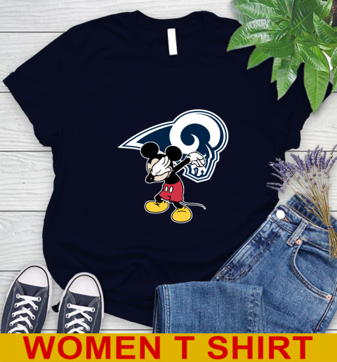 Los Angeles Rams NFL Football Dabbing Mickey Disney Sports Women's T-Shirt 3