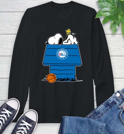 Philadelphia 76ers NBA Basketball Snoopy Woodstock The Peanuts Movie Long Sleeve T-Shirt 2