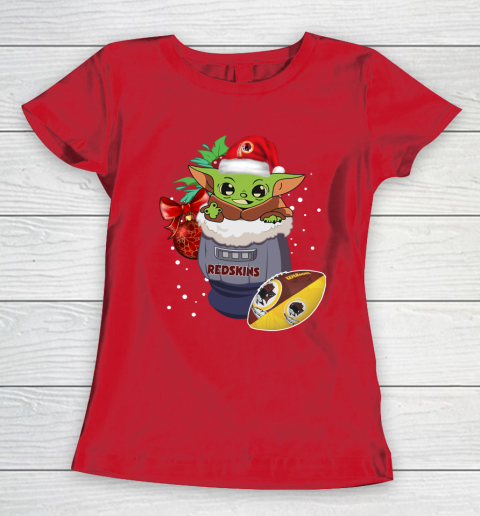 Washington Redskins Christmas Baby Yoda Star Wars Funny Happy NFL Women's T-Shirt 10