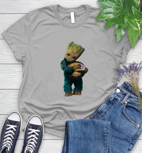 NBA Groot Guardians Of The Galaxy Basketball Sports Los Angeles Lakers Women's T-Shirt 5
