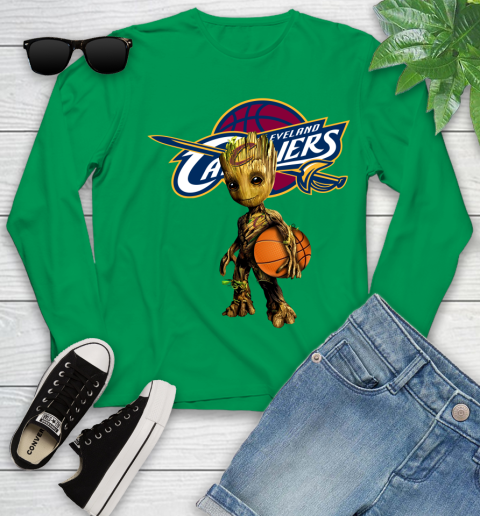 Cleveland Cavaliers NBA Basketball Groot Marvel Guardians Of The Galaxy Youth Long Sleeve 6