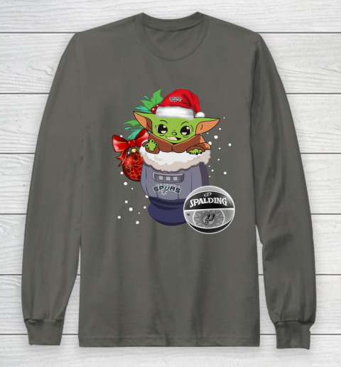 San Antonio Spurs Christmas Baby Yoda Star Wars Funny Happy NBA Long Sleeve T-Shirt 8