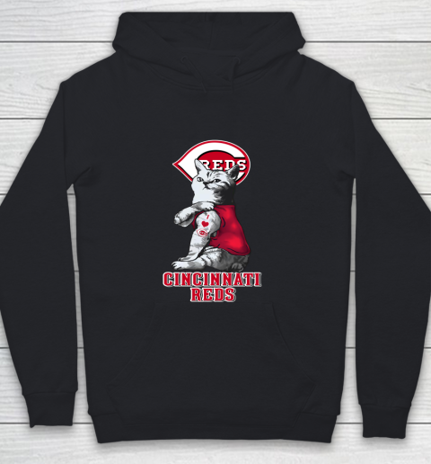 MLB Baseball My Cat Loves Cincinnati Reds Youth Hoodie