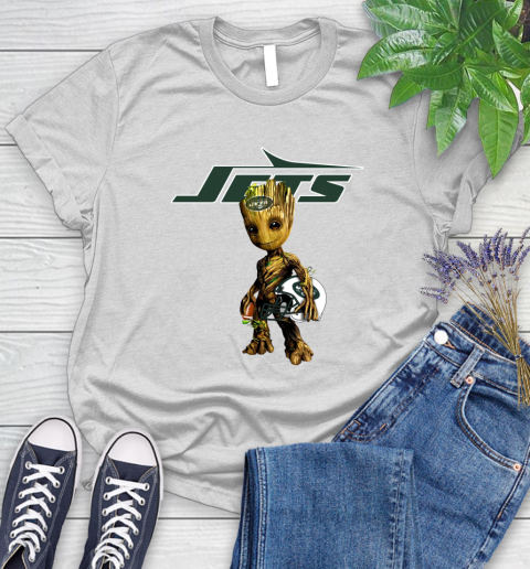 New York Jets NFL Football Groot Marvel Guardians Of The Galaxy Women's T-Shirt