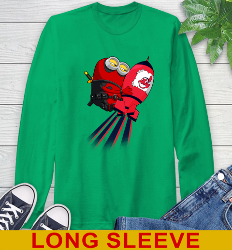 MLB Baseball Cleveland Indians Deadpool Minion Marvel Shirt Long Sleeve T-Shirt 8
