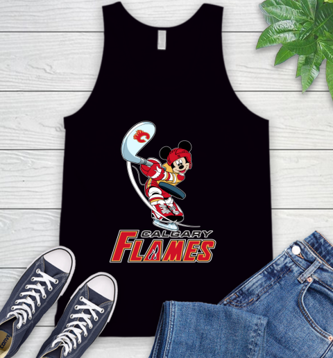 NHL Hockey Calgary Flames Cheerful Mickey Mouse Shirt Tank Top