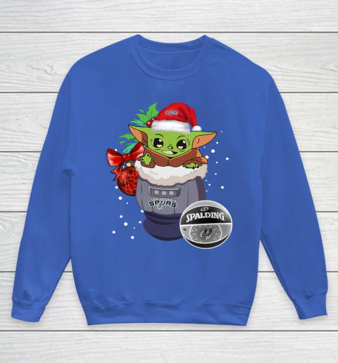 San Antonio Spurs Christmas Baby Yoda Star Wars Funny Happy NBA Youth Sweatshirt 8