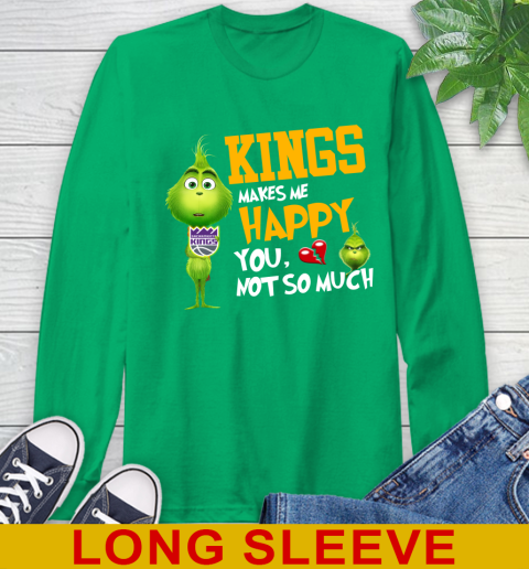 NBA Sacramento Kings Makes Me Happy You Not So Much Grinch Basketball Sports Long Sleeve T-Shirt 8